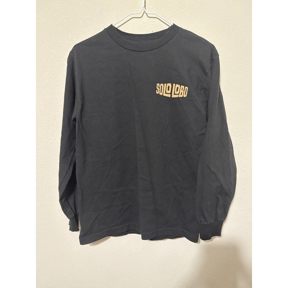 Bomonster Men's Harley Long Sleeve Black‎ T-Shirt "Solo Lobo" Small Biker - Picture 2 of 5
